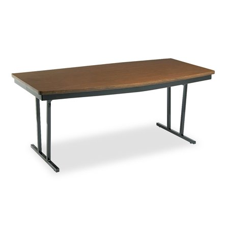 BARRICKS Boat Folding Table, 72" W, 36" L, 30" H, Walnut/Black Top, Laminate E-366WA